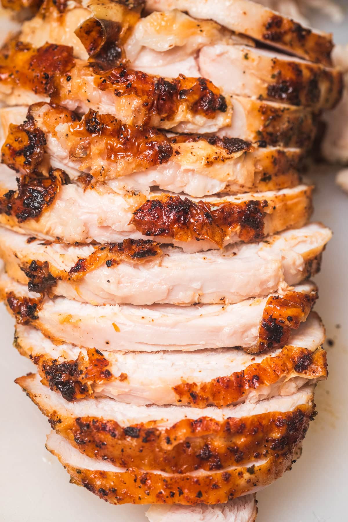 slices of air fried boneless turkey breast.