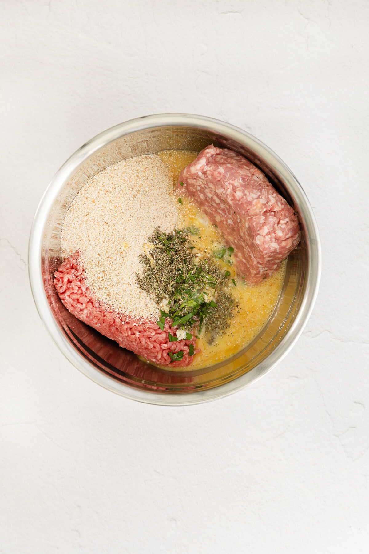 meatball mix in a bowl.