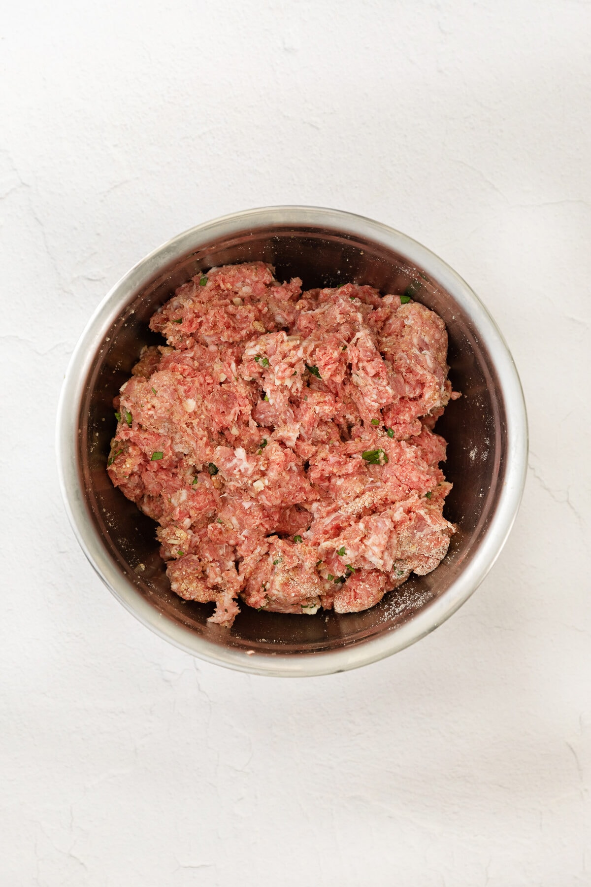 combined meatball mix in a bowl.