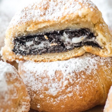 close up of inside air fryer oreo