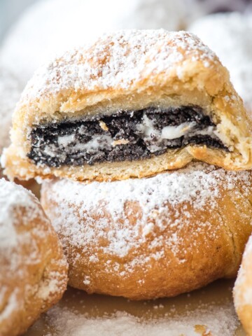 close up of inside air fryer oreo