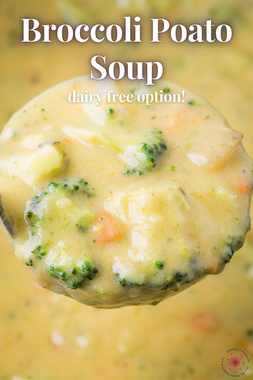 broccoli potato soup with text on image saying broccoli potato soup for pinterest.