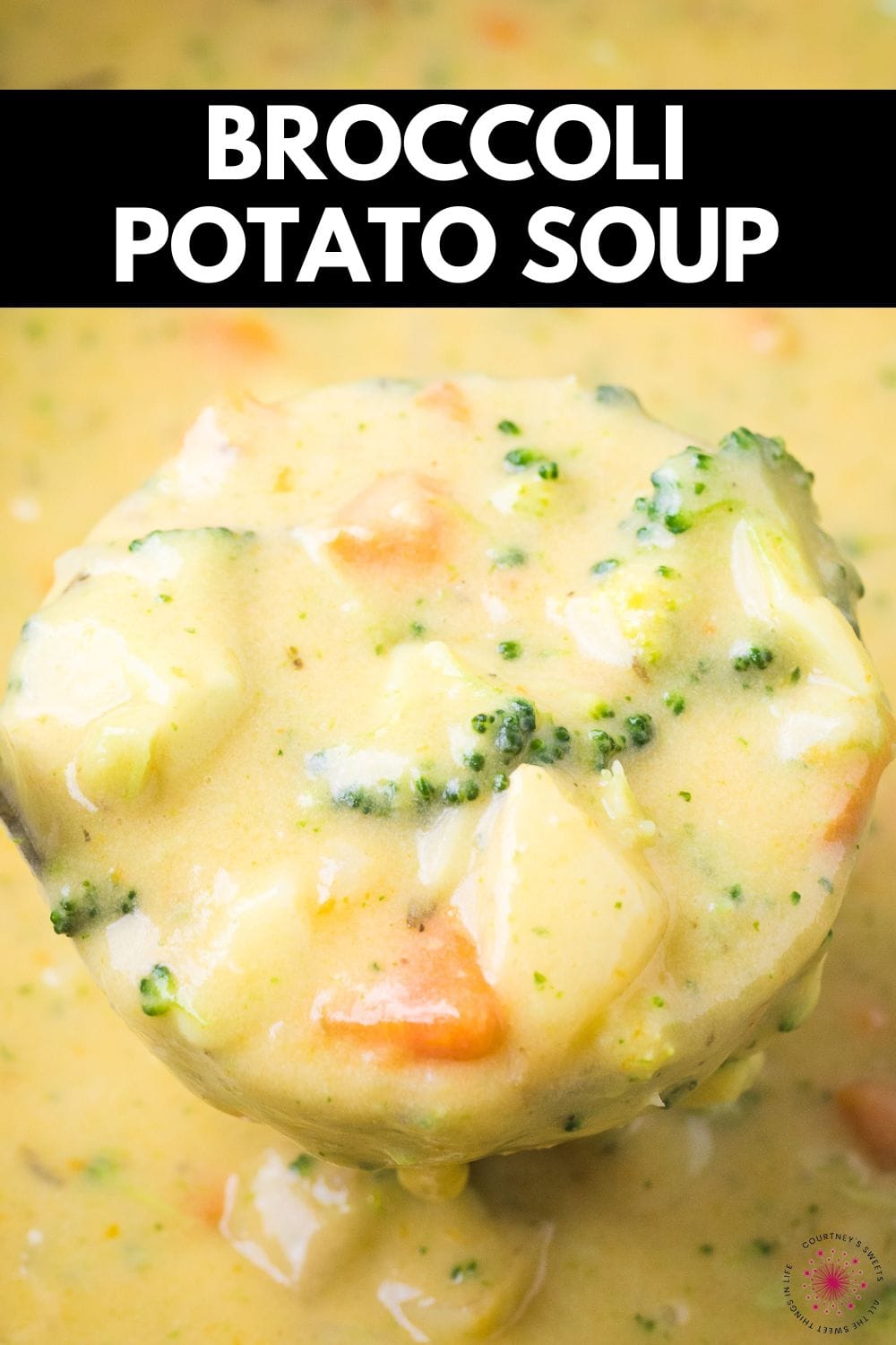 broccoli potato soup with text on image saying broccoli potato soup for pinterest.