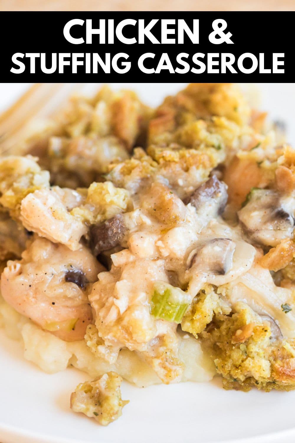 chicken and stuffing casserole pinterest pin