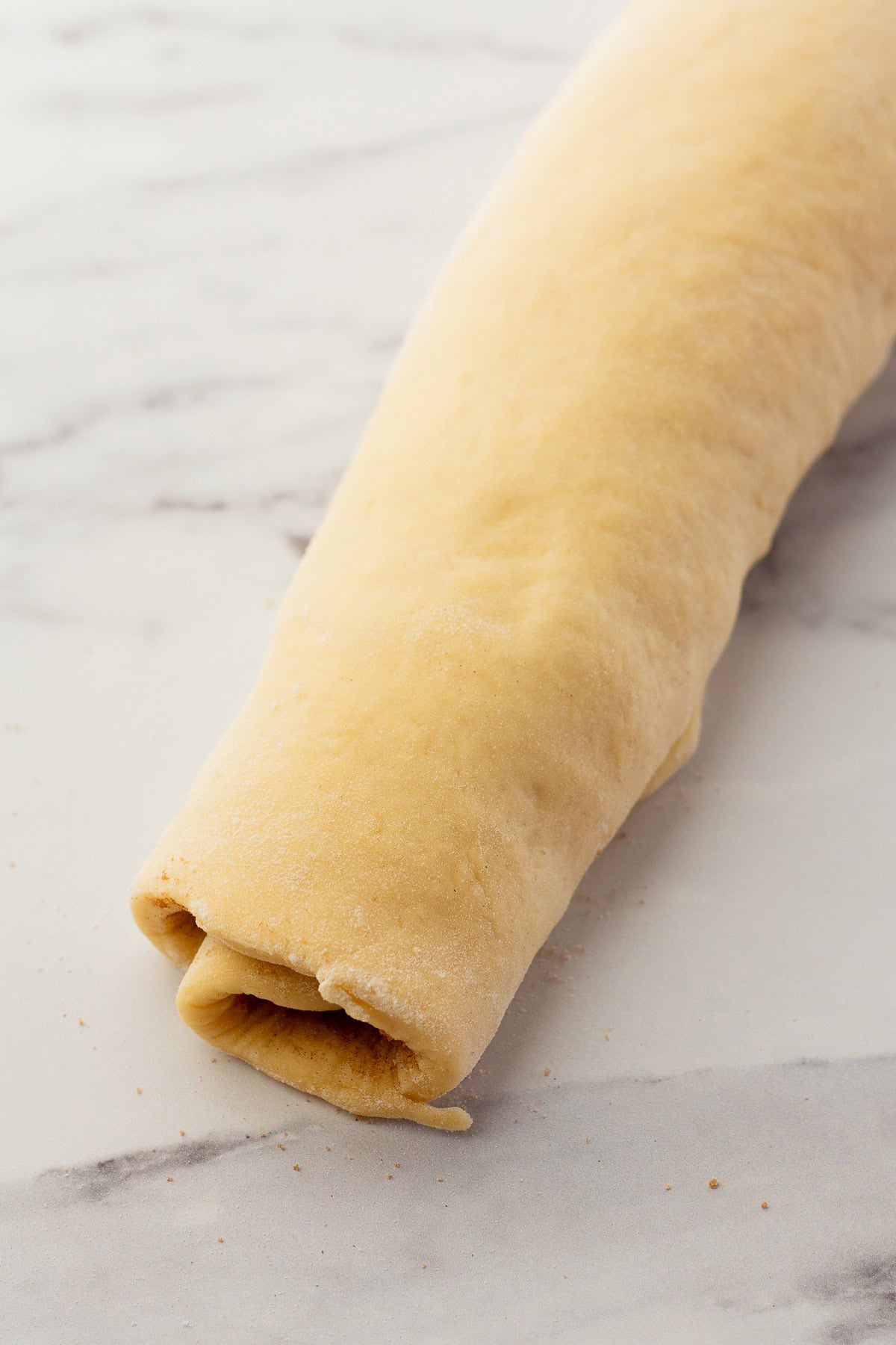 rolled up cinnamon roll dough.