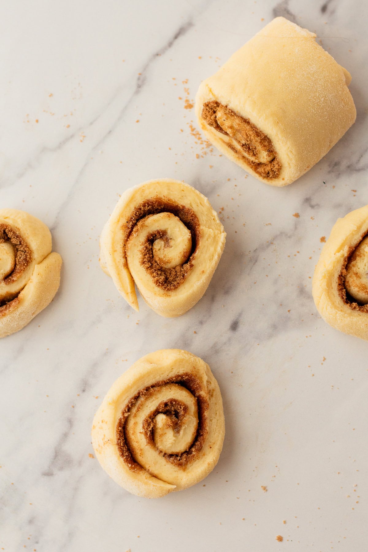 sliced cinnamon rolls unbaked.