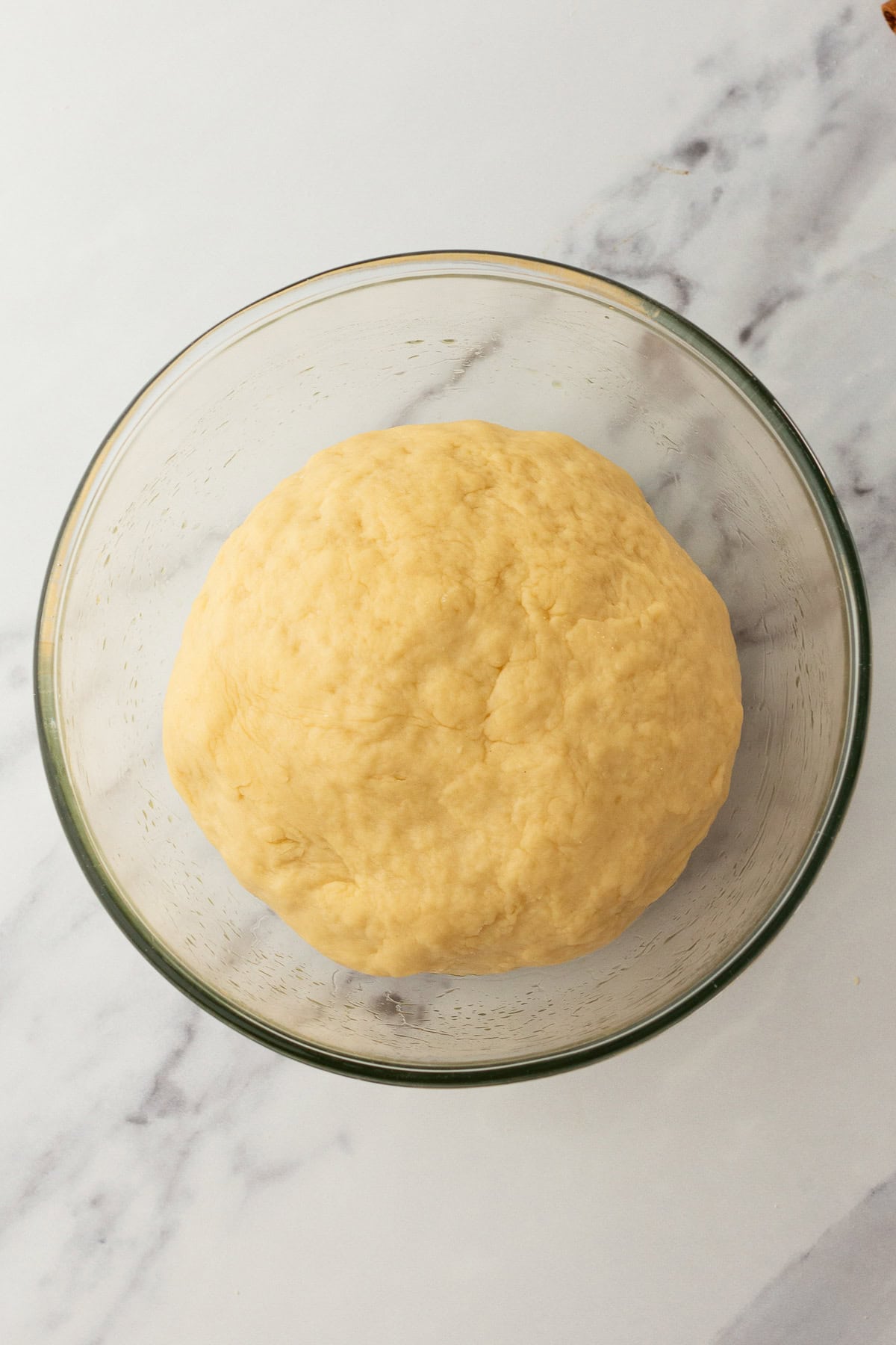 cinnamon roll dough in a bowl.