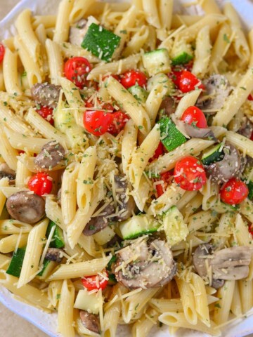 Our Easy Vegetarian Penne Pasta Recipe is excellent for entertaining and it's a great side dish to bring to holiday parties too!