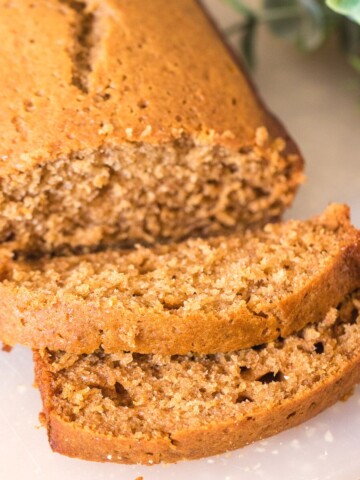 honey cake loaf with 2 slices for rosh hashanah.