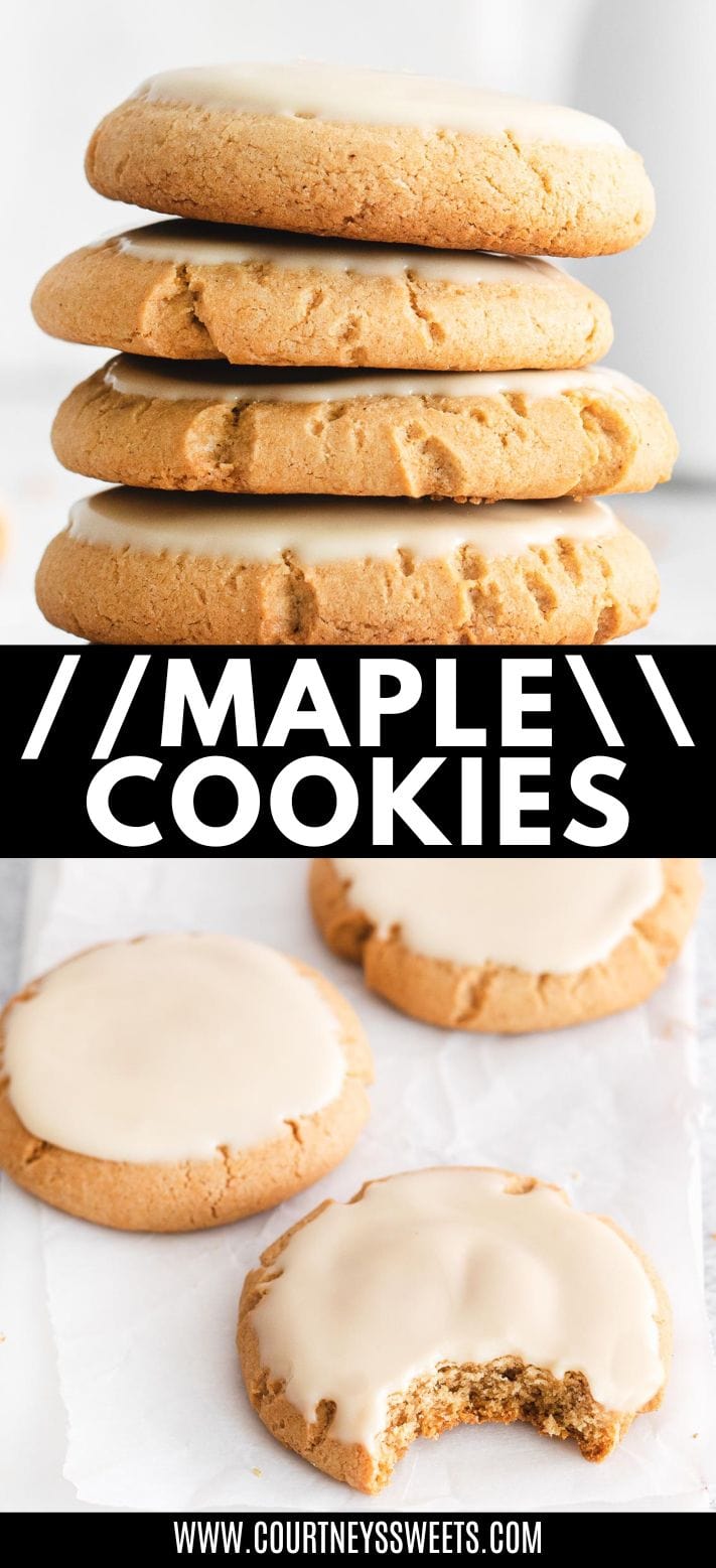 maple cookies with text on it for pinterest.