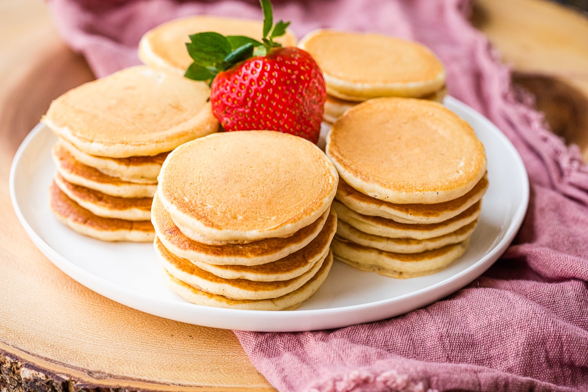 stacks of mini pancakes.