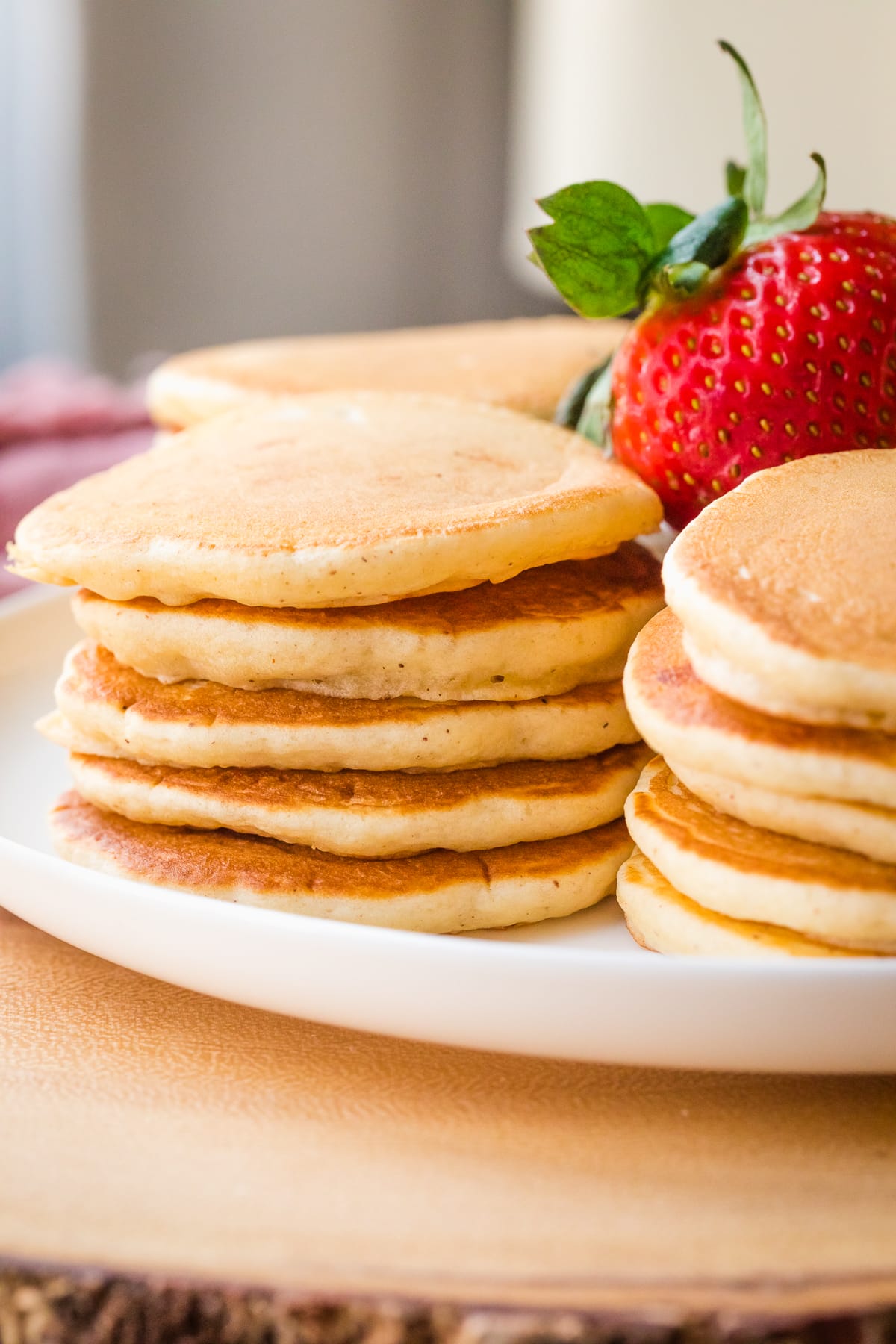 silver dollar pancakes stacked.