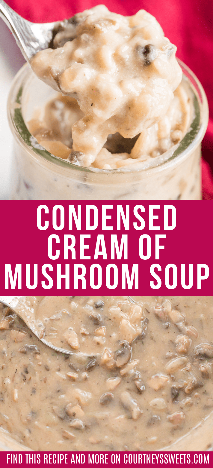 condensed cream of mushroom soup pinterest image with text