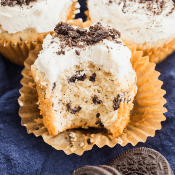 Oreo cupcakes with vanilla buttercream.