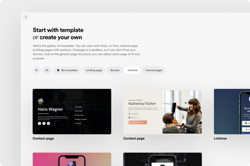 Onepage builder website templates