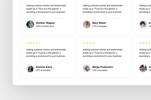 Kundenbewertungen auf einer Landingpage