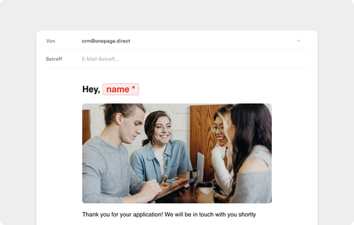 White Label E-Mail Vorlage für Bewerber auf Onepage.io